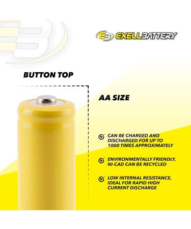 Buy Exell 36-Pack Nickel-Cadmium Button-Top Rechargeable Batteries for Solar & Outdoor Lights - AA 1.2V 1000mAh - Buy Online on SooperMarket.com