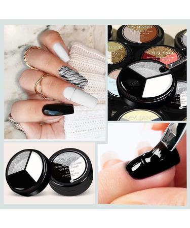 Saviland 3-in-1 Pudding Gel Nail Polish Set - Black, White, Silver | Nail Art Paint for Professional Salons & Starters - Buy Online on SooperMarket.com