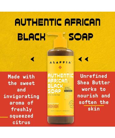 Alaffia Wild Lavender African Black Soap - 16 Fl Oz - All-in-One Body Wash, Face Wash, Shampoo & Shaving Soap with Fair Trade Shea Butter - Authentic Skin Care - Buy Online on SooperMarket.com