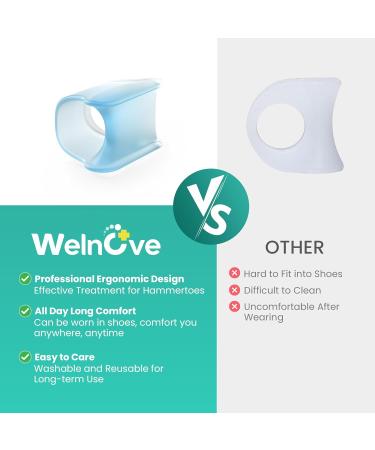 Welnove Hammer Toe Corrector: Toe Straightener - Bunion Corrector & Broken Toe 3 Different Size for Women and Men 6PCS Blue - Buy Online on SooperMarket.com