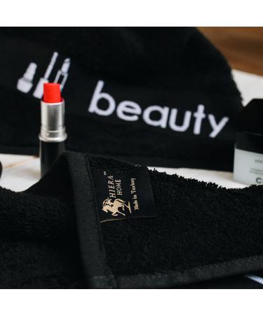 Hiera Home 6 Pack Turkish Cotton Luxury Face Towels - Set of 6 Washcloths for Make up Removal - Beauty-Black - Buy Online on SooperMarket.com