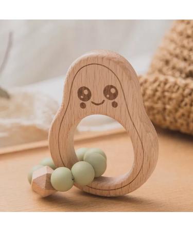 Avocado bite ring for baby nature wood mint -green - Kielzeuge & tooth aid for boys & girls - Baby toys Beissring & Greifring Gift for birth - wooden toys bpa -free pollutant -free mint green