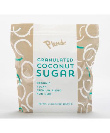 Phoebe Granulated Coconut Sugar 4.5 lbs (72 oz) - All Natural, Vegan, Premium Blend, Non-GMO, Paleo Friendly