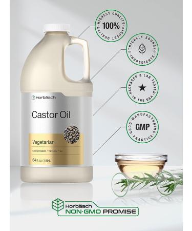 Horbaach Castor Oil 64oz - Cold Pressed, Hexane Free for Hair, Eyelashes & Eyebrows - Vegetarian, Non-GMO - Buy Online on SooperMarket.com