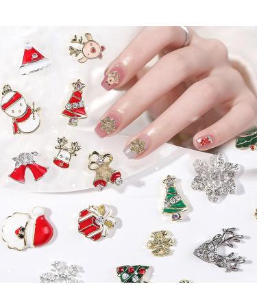 3D Christmas Nail Art Charms 28 Pcs - Metal Nail Studs, Rhinestones & Gems for DIY Nail Decorations - Multi-Colored A - Buy Online on SooperMarket.com
