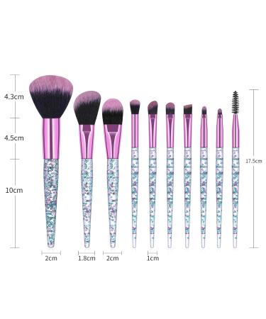 10-Piece Glitter Makeup Brush Set - Professional Acrylic Cosmetic Brushes for Eyes & Face - Violet - Buy Online on SooperMarket.com