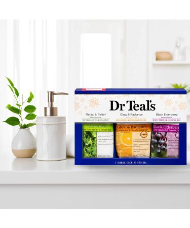 Dr Teal's Epsom Salt Variety Pack Gift Set - Relax & Relief, Glow & Radiance, Black Elderberry - 14 oz. Bags - Buy Online on SooperMarket.com
