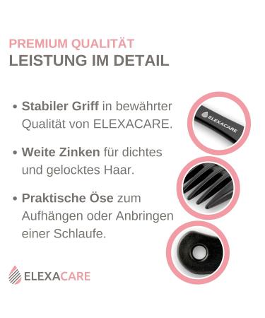 ELEXACARE Wide Toothed Curling Comb 24 cm Coarse-Toothed Styler for Curls & Long Hair | Black | International Shipping - Buy Online on SooperMarket.com