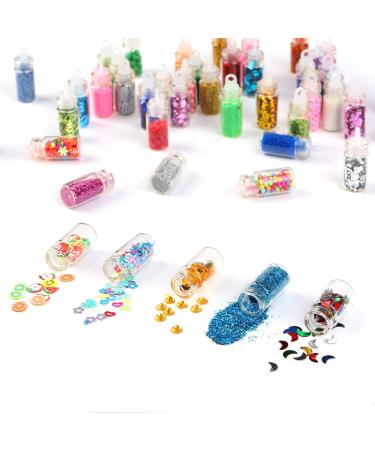 PHOGARY 48 Bottles Nail Art Decoration - Glitter Powder Sequins & Beads for DIY Nail Eye & Face Makeup - Buy Online on SooperMarket.com
