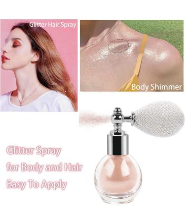 Shimmering Body Glitter Spray - Nude Pink Highlighter for Hair, Face & Body - High Gloss Makeup Sparkle - Buy Online on SooperMarket.com