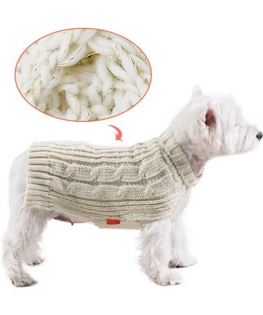 KYEESE Golden Thread Turtleneck Dog Sweater for Cold Weather - Medium Beige - Buy Online on SooperMarket.com