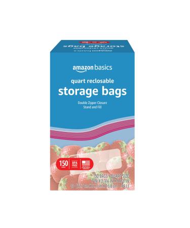 Amazon Basics Quart Food Storage Bags, 150 Count (Previously Solimo)