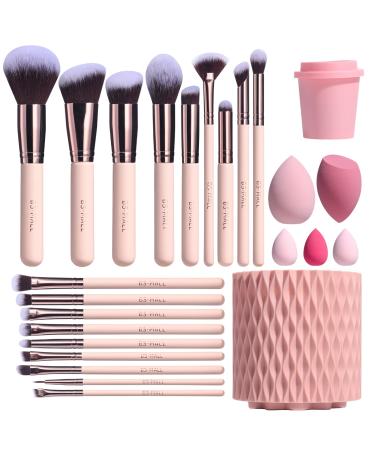 BS-MALL Makeup Brushes Premium Synthetic Foundation Powder Concealers Eye Shadows Makeup 18 Pcs Brush Set with 5 Pcs Makeup sponge Set & Makeup Brush Holder Sponge Case