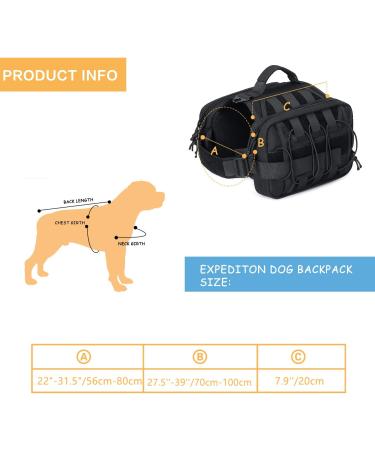Petmolico Dog Saddle Bag | Hiking & Camping Dog Pack for Medium & Large Dogs - Black - Buy Online on SooperMarket.com