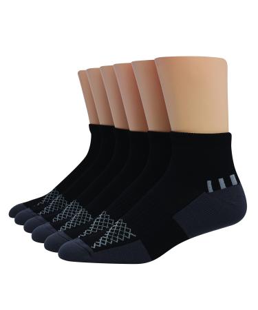 Hanes Men's Socks, X-Temp Performance Ankle Socks, 6-Pack 12-14 Black/Grey