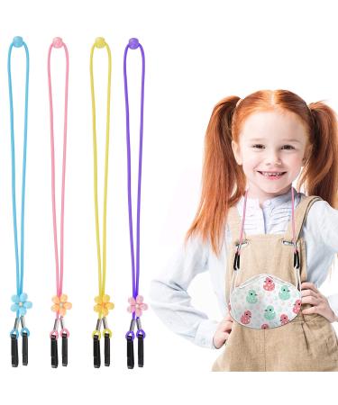 Mask Lanyard for Kids TOOVREN 4 Pcs Mask Holder for Kids, Adjustable Length Face Mask Lanyards for Kids Students, Kids Lanyards to Handy Safety Rest Ear and Release Hands Multicolored-4