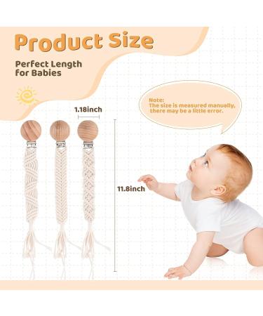 Symbolife Boho Handmade Pacifier Clip for Boys Girls | Braided Baby Holder Leash with Wooden Clips | Unisex Baby Shower Gift - Pattern 2 - Buy Online on SooperMarket.com