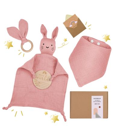 LAFERKA Baby Gift | Personalized Birth Gifts for Girls | Comforter Baby Shower Gift Set Old Pink