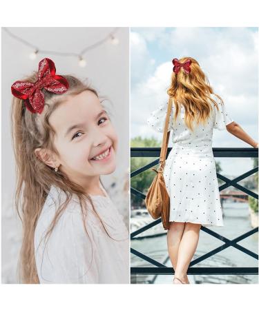 WLLHYF 2 PCS 5Inch Sequin Hair Bows Clips - Large Alligator Hair Barrettes for Girls, Red - Perfect for Birthday Parties and Gifts - Buy Online on SooperMarket.com