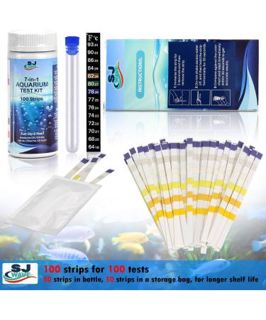 SJ WAVE 7-in-1 Aquarium Test Kit - Fast & Accurate Water Quality Testing Strips (100 Tests) | For Freshwater Aquariums & Ponds | pH, Hardness, Nitrate, Temperature Monitoring - Buy Online on SooperMarket.com