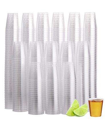 MATANA 500 Crystal Clear Plastic Shot Glasses 1oz, Mini Shot Glasses Plastic Shot Cups, Wine Tasting Cups, Plastic Jello Shot Cups, Party Shot Glasses for Condiments & Sauce - Reusable | Bulk Pack 1oz - Clear - 500 Count