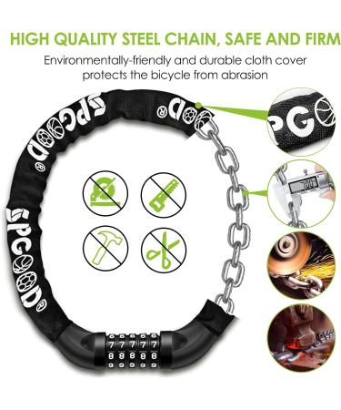 Spgood Bicycle Lock - High-Safety Combination Chain Lock with 14 Colors | Hardened Steel for Ultimate Security - Shop Now! - Buy Online on SooperMarket.com