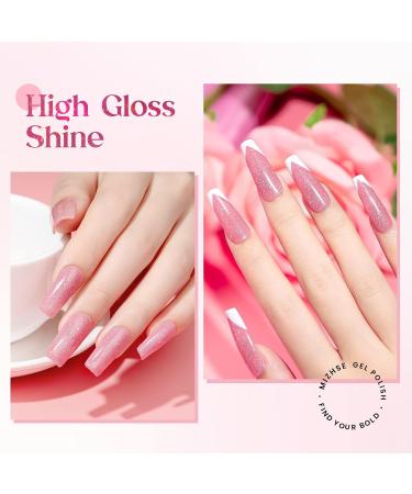MIZHSE Pink Gel Nail Polish Shimmery Rose Jelly Color Natural Gel Polish Glitter Sparkle Pink Nail Gel 12ML Soak off UV LED for Home Salon DIY BV006 - Buy Online on SooperMarket.com