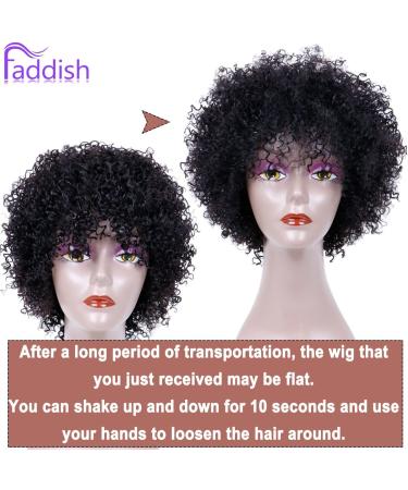 Faddishair Short Afro Wigs for Black Women Bouncy Fluffy Kinky Curly Human Hair Wigs - International Shipping Available - Buy Online on SooperMarket.com