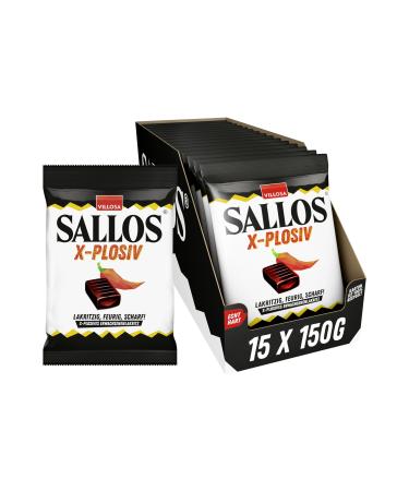 Sallos X-Plosiv storage pack-sharp liquorice candy with chilli extract from natural licorice spicy-sharp liquorice combination vegan in the patch 15 x 150 g