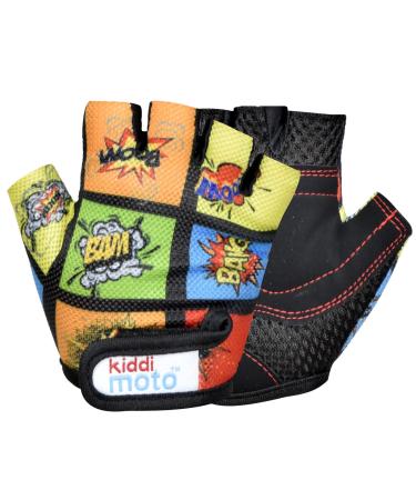 KIDDIMOTO Children's Cycling Gloves Fingerless for Boys and Girls/Bicycle Gloves/Bike Children's Gloves M (4-8y) Comic