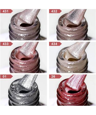 RARJSM Cat Eye Gel Nail Polish Set with Magnet Stick 9D Galaxy Velvet Silver Glitter Nude Purple Pink Red Champagne Gold Brown 6 Colors Ice Jelly Gel Polish UV LED Curing Requires Soak Off Home Salon Nude Cat Eye Set - Buy Online on SooperMarket.com