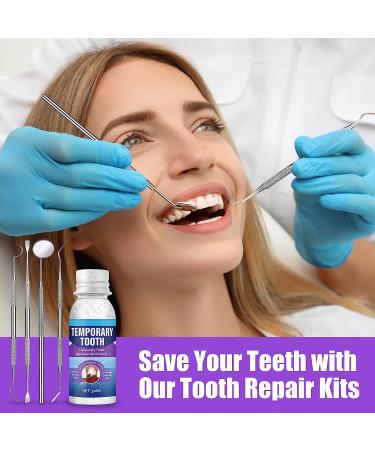 QQCherry Temporary Teeth Repair Kit - Fix Missing and Broken Teeth, Includes Mouth Mirror, Tartar Scraper, Dental Probe - Regain Confidence and Smile Blue - Buy Online on SooperMarket.com