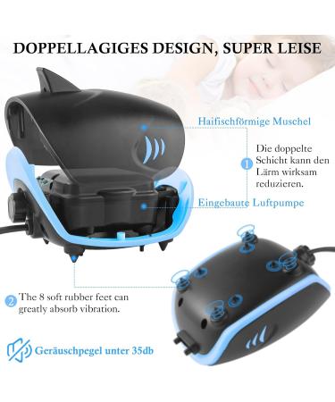 Buy FEDOUR 300LPH Ultra Quiet Aquarium Air Pump - 2 Outlets 3W Adjustable Shark-Shaped For Up to 350L Aquariums - International Shipping Available - Buy Online on SooperMarket.com