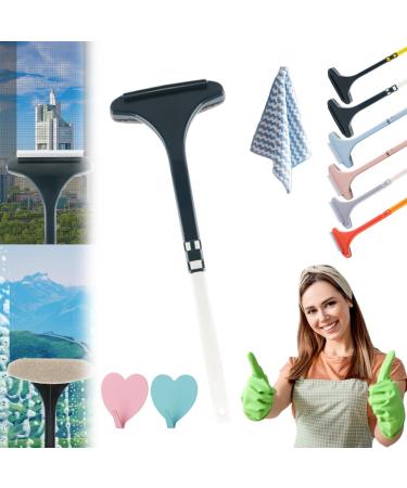 Realisticm 2 in 1 Mesh Cleaner Brush 2 in 1 Multifunctional Screen Brush Window Screen Cleaner Brush with Scraper Double Sided Wet and Dry Dual Use Extendable Removable Cleaner Brush (Green-B)