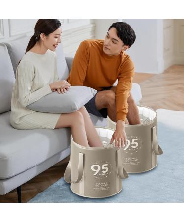 Collapsible Foot Bath with Zippered Lid Portable Foot Soaking Bucket Heat Retaining Non-slip Foot Bath Tub Foldable Pedicure Bag for Home Outdoor Grey - Buy Online on SooperMarket.com