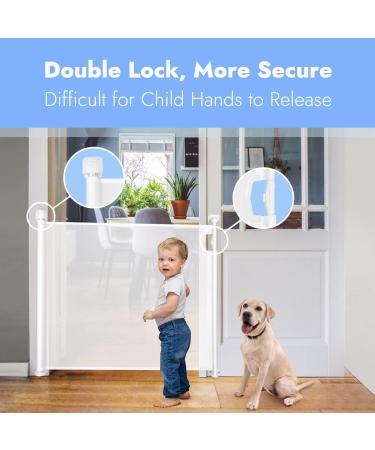 Papablic Retractable Baby Gate | Auto Lock Safety Gate for Baby & Pet | 34 Tall Extends to 54 Wide | Extra Wide Dog Gate for Indoor Outdoor Stairs | White - Buy Online on SooperMarket.com