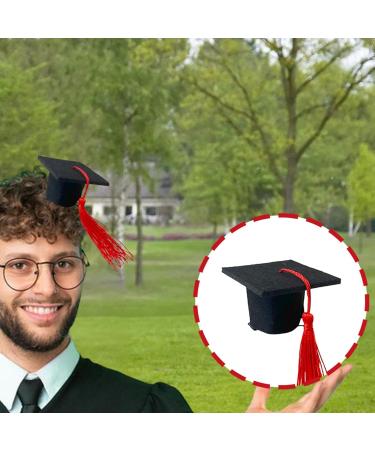 Toseky Graduation Hat Headband | 3D Doctoral Hat Hairpin Graduation Hat Hairpins Hat Inserts Graduation Accessories for Women Men Red - Buy Online on SooperMarket.com