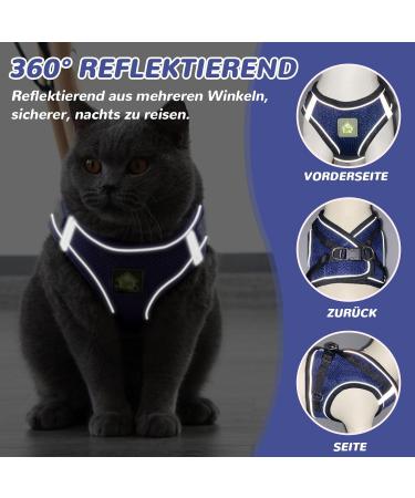 Adjustable Cat Dishes Break-In Set | Soft Inner Lining & Breathable Mesh for Cats & Puppies - Navy Blue (M) | International Shipping Available - Buy Online on SooperMarket.com