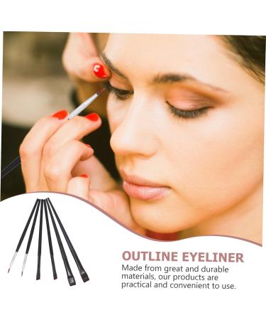 Baluue 6pcs Eyeliner Makeup Brush Dual-use Brush Oblique Eyeliner Brush Eye Brush Rayon Wooden Handle Black - Buy Online on SooperMarket.com