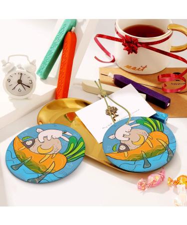 YYHHAOFA Sunflower Seeds and Rabbits Prints Christmas Ceramic Round Pendant Decoration - Festive Hanging Ornament for Stores and Homes -2.9 in - Buy Online on SooperMarket.com