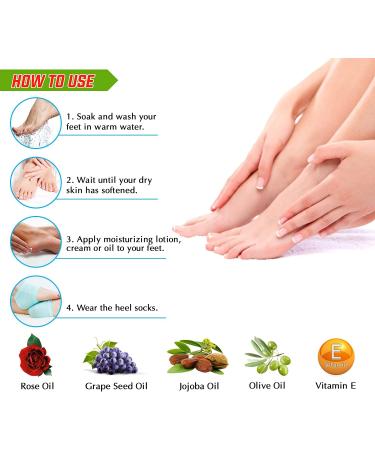 Nado Care 4 Pairs Heels Moisturizing Socks for Dry Cracked Heels Repair - Gel Heel Sleeves - Open Toe Comfy Socks - Pink Blue Grey Black - Buy Online on SooperMarket.com