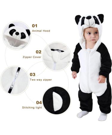 COOKY.D Baby Hooded Rompers | Infant Winter Flannel Jumpsuit | 18-24 Months | Panda Design - Buy Online on SooperMarket.com