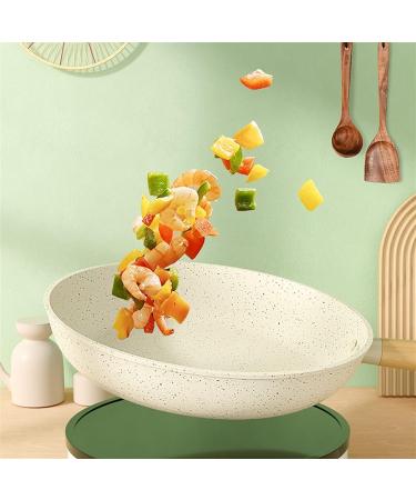 DELURA Saucepan White Durable Frying Pan Induction Cooker Gas Stove Grill Pans Cooking Pot Utensils Cookware for Kitchen Accessories Wok - Buy Online on SooperMarket.com