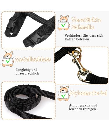 Adjustable Nylon Cat Leash & Harness Set - Soft Cat Dishes for Kittens & Rabbits - Black & Pink - Buy Online on SooperMarket.com