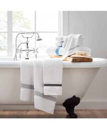 Aston & Arden Aegean Striped Turkish Hand Towels - Set of 4, 600 GSM, Eco-Friendly Cotton Blend, Weathered Grey - Buy Online on SooperMarket.com
