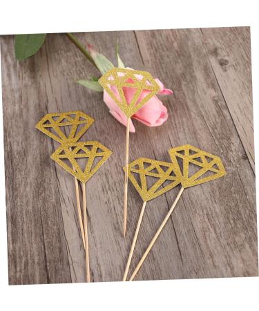 AOKWAWALIY 50pcs Wedding Decoration Diamond Shaped Cupcake Picks Cupcake Diamond Topper Cake Topper Diamond Glitter Diamond Wedding Ceremony Decorations Fruit Happy Birthday Bride Golden medium - Buy Online on SooperMarket.com