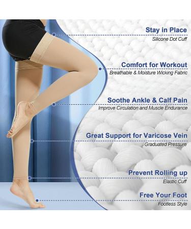 Medical Compression Stockings for Men & Women | Thigh Support 20-30 mmHg for Varicose Veins & Edema Beer Beige Klein - Buy Online on SooperMarket.com