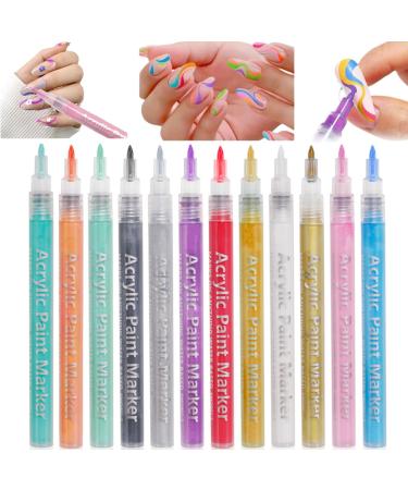 12PCS/Set Nail Art Pens 12 Colors Nail Polish Pens Quick Dry Nail Art Paint Smooth Graffiti Dotting Pen Waterproof Drawing Painting Nail Polish Design Pens