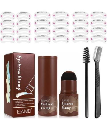 Waterproof Eyebrow Stamp Stencil Kit - 24 Stencils, Brush, Trimmer (Dark Brown) - Buy Online on SooperMarket.com