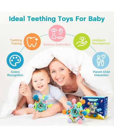 Site Ring Baby Toy | 0-3 Months Silicone Teething Rattle | Montessori Veilchen Root Gift | Fresh Green Sensory Balls - Buy Online on SooperMarket.com
